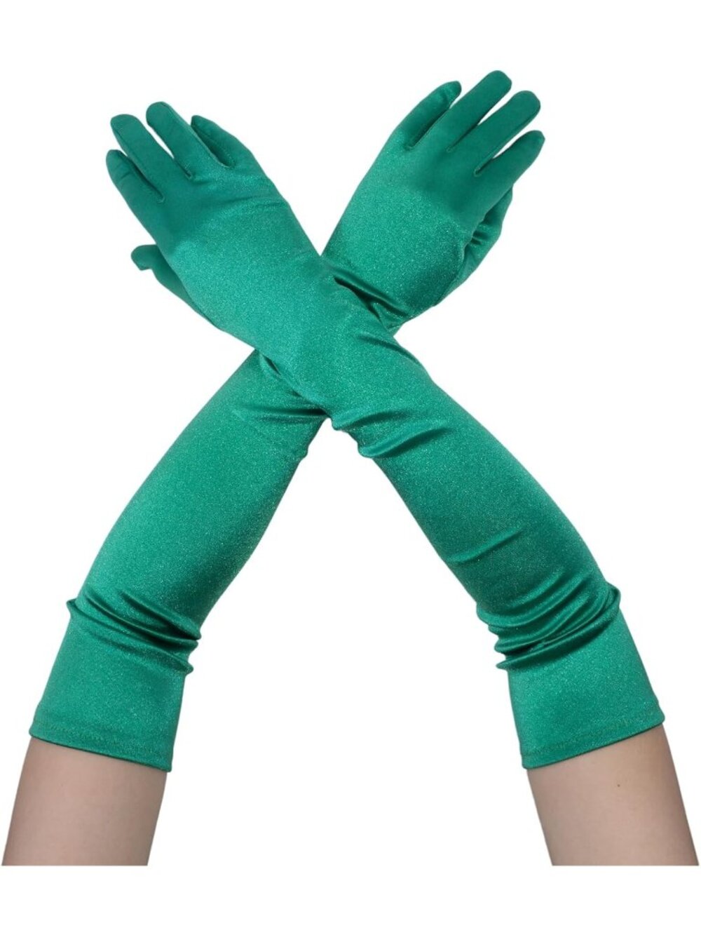 Women Deep Green Elbow Length 1920s Costume Halloween Long Opera Satin Gloves